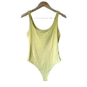 Windsor Womens Butter Yellow Bodysuit Ribbed Scoop Neck Tank Medium